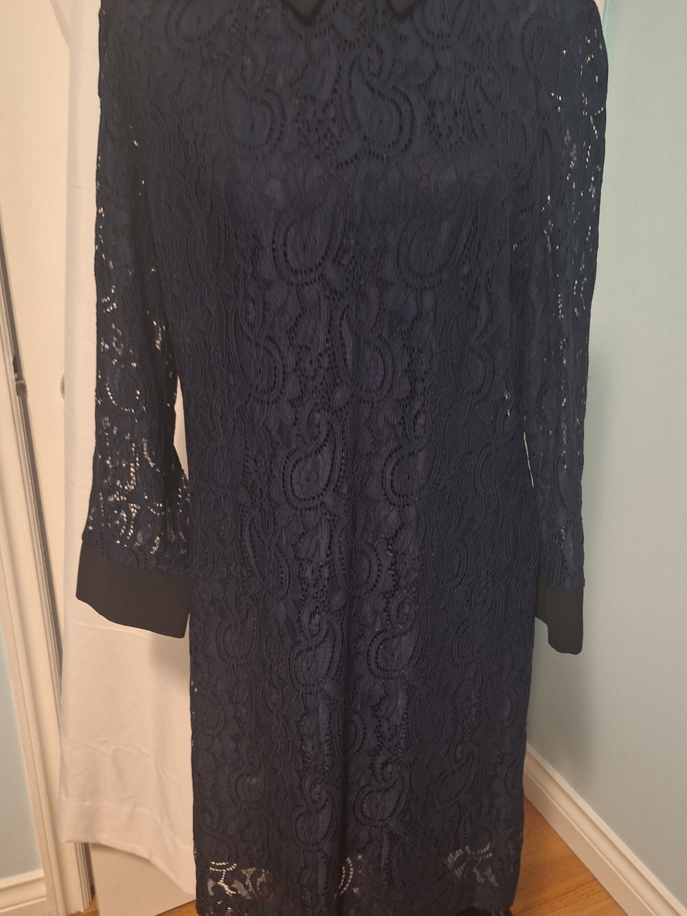 Tommy Hilfiger Dark Navy Lace Long-Sleeve Shift Dress